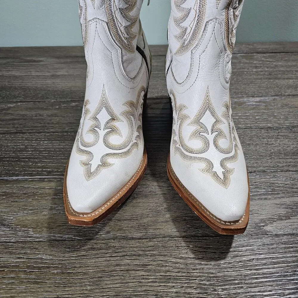 Durango Womens Crush Embroidered Leather Western Boots White Brown Size 9M - Picture 2 of 16